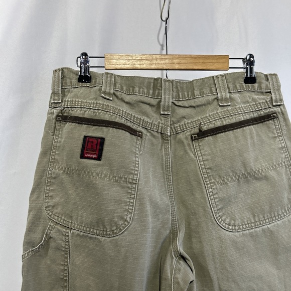 Wrangler Riggs Workwear Pants Mens 34x31 Olive Straight Ripstop Rugged Outdoor - Picture 4 of 11